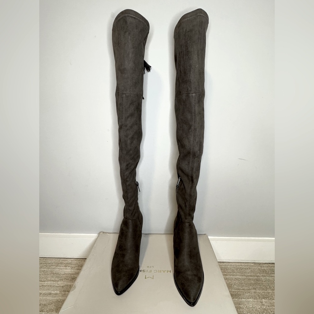 Marc Fisher MIalinda Gray Suede Over The Knee Boots, size 5.5